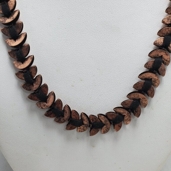 BKE bronze tone leaf shape necklace with black cord - Picture 4 of 6